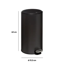 Poubelle ronde en métal 30L, Gris charbon