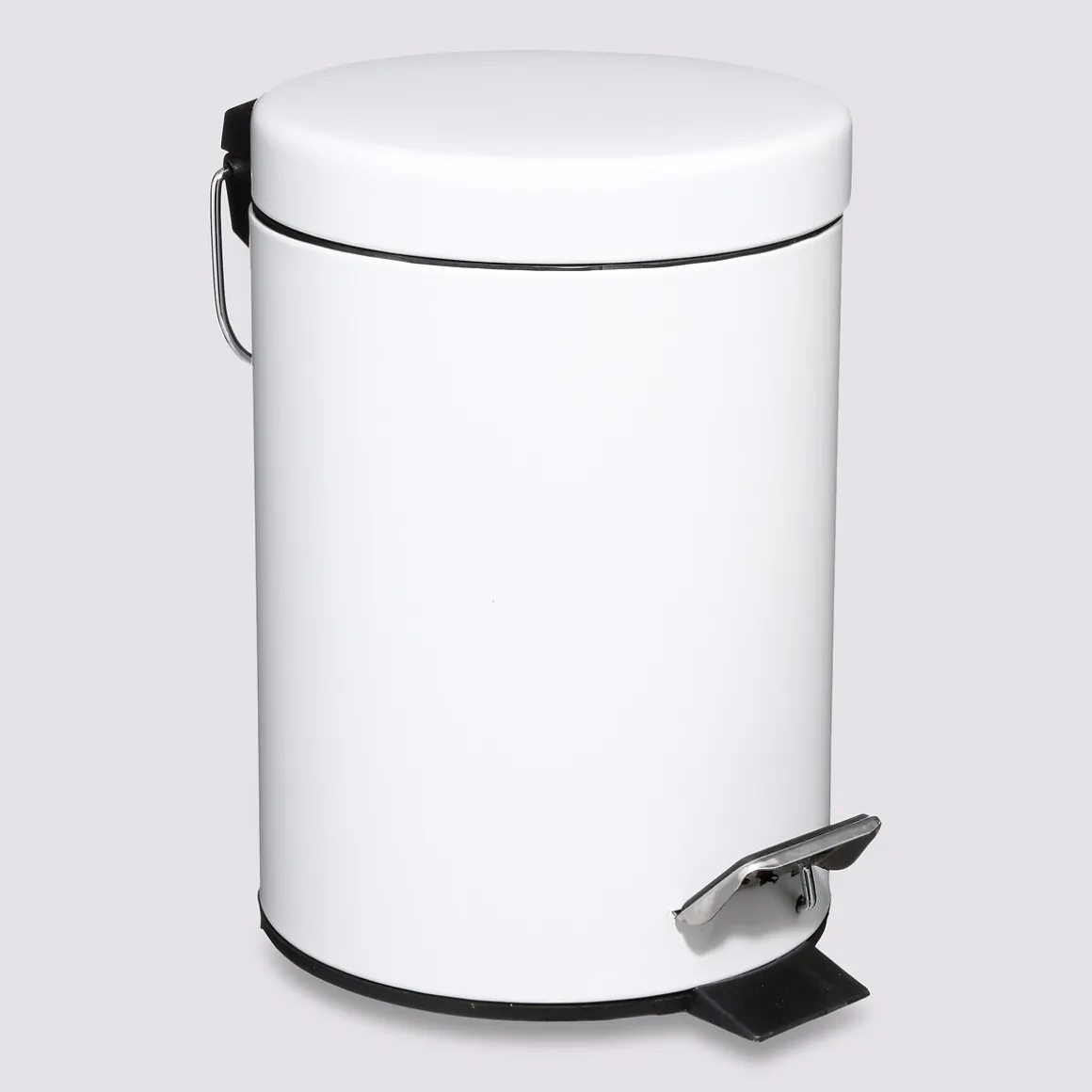 Poubelle ronde métal 3L, Blanc