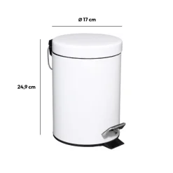 Poubelle ronde métal 3L, Blanc