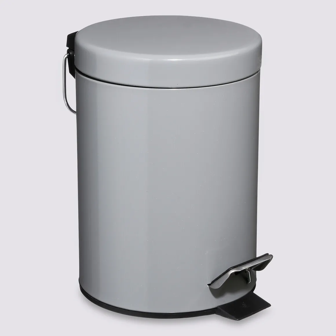 Poubelle ronde métal 3L, Gris