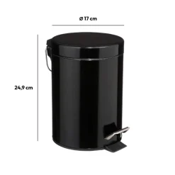 Poubelle ronde métal 3L, Noir