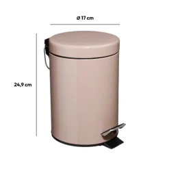 Poubelle ronde métal 3L, Taupe