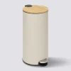 Poubelle ronde Soft Close couvercle bambou 30L, Lin