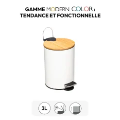 Poubelle Soft close 3L, Blanc
