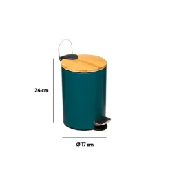 Poubelle Soft Close 3L, Bleu pétrole