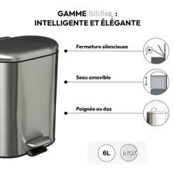 Poubelle Soft close métal 6L, Inox