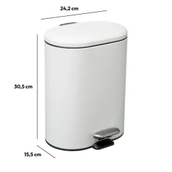 Poubelle Soft close métal 6L, Blanc