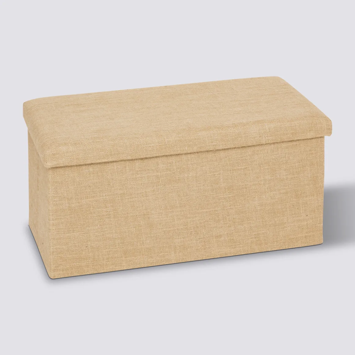 Pouf de rangement 2 places 76x38 cm, Toile de jute