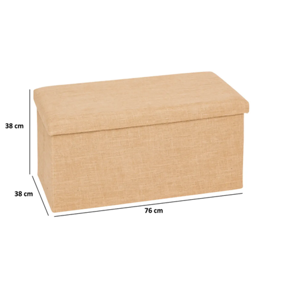 Pouf de rangement 2 places 76x38 cm, Toile de jute