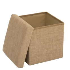 Pouf de rangement 31x31 cm, Toile de jute