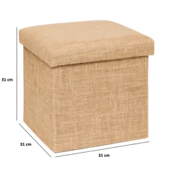 Pouf de rangement 31x31 cm, Toile de jute