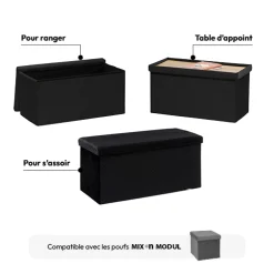Pouf double pliant, Noir