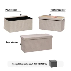 Pouf double pliant, Velour lin