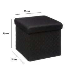 Pouf pliable 31x31 cm, Noir