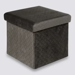 Pouf pliable 31x31 cm, Velours Gris