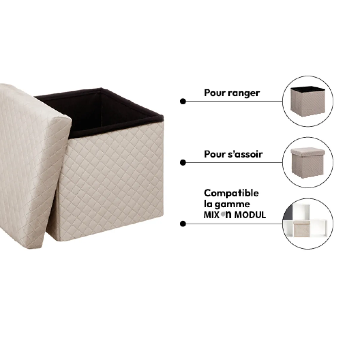 Pouf pliable 31x31 cm,Gris anthracite