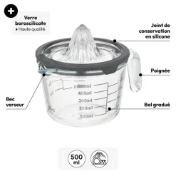 Presse-agrume avec verre doseur, 500 ml