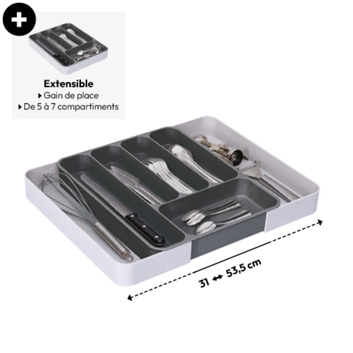 Range-couverts extensible, Gris
