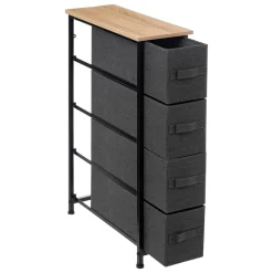 Rangement 4 tiroirs tissu, Gris anthracite