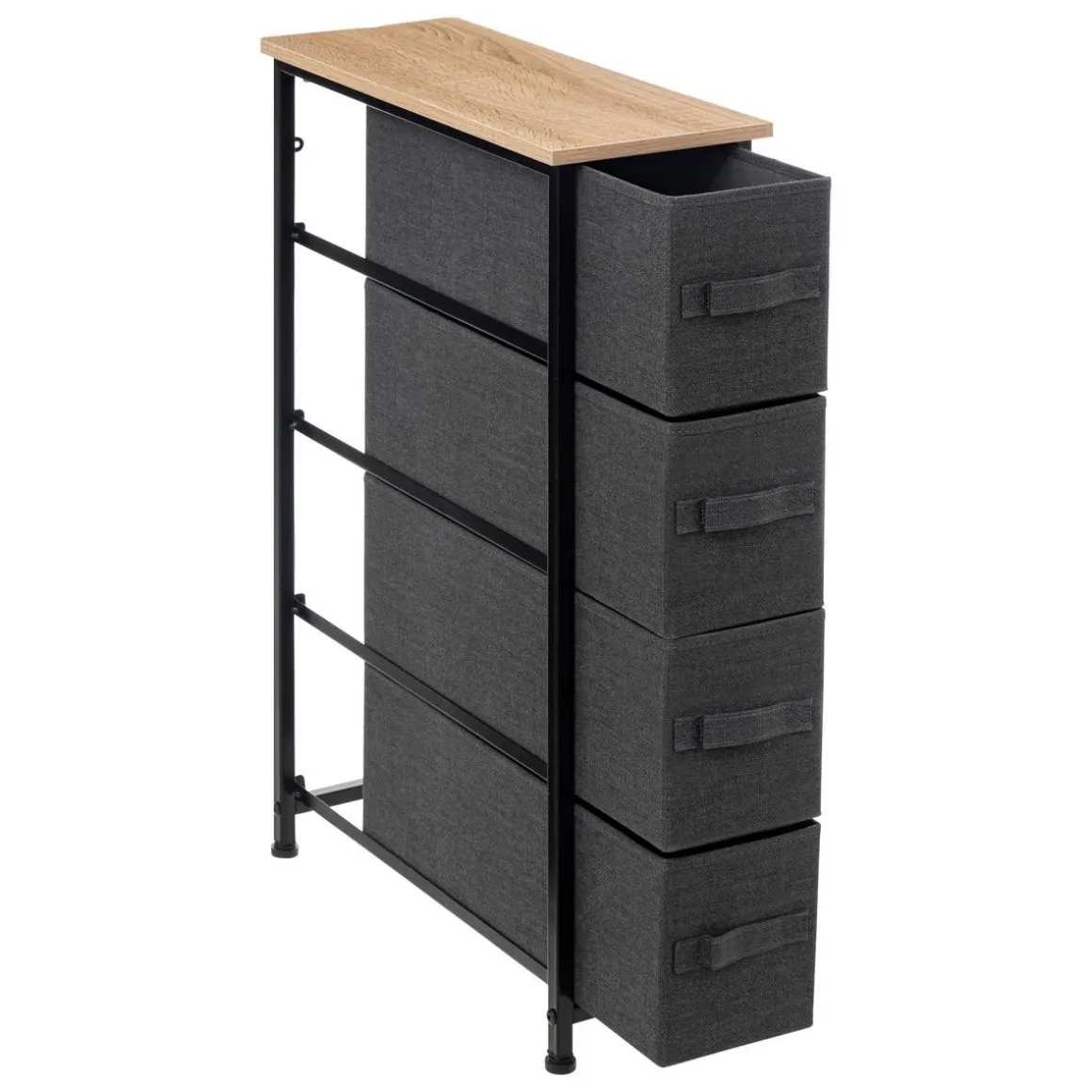 Rangement 4 tiroirs tissu, Gris anthracite