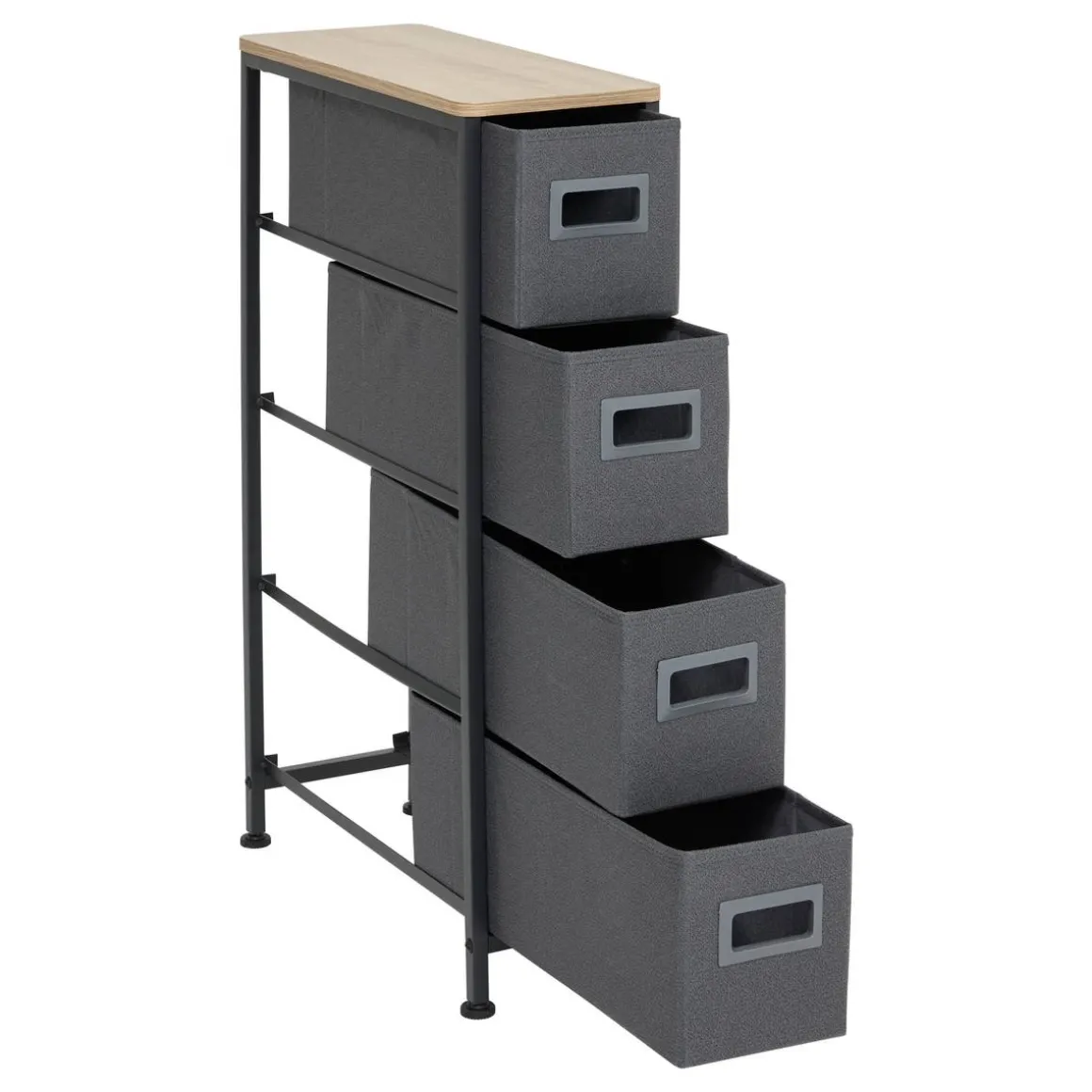 Rangement 4 tiroirs tissu, Gris anthracite