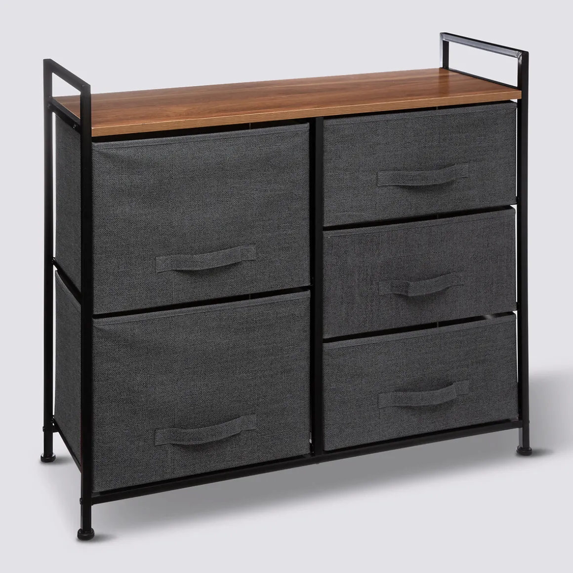 Rangement 5 tiroirs tissu, Gris anthracite