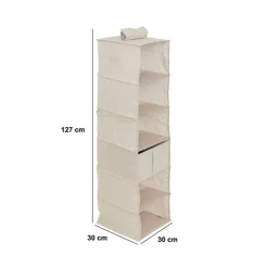 Rangement chaussures 6 cases avec panier, Beige