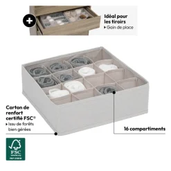Rangement tiroir 16 compartiments, Beige