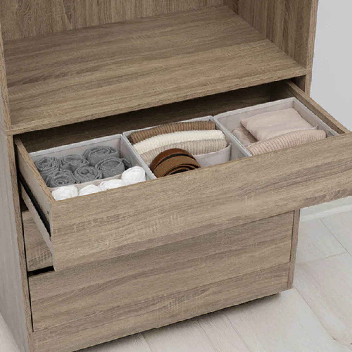 Rangement tiroir 2 compartiments, Beige