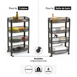 Resserre avec paniers 4 niveaux, Noir