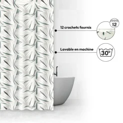 Rideau de douche, Blanc et vert