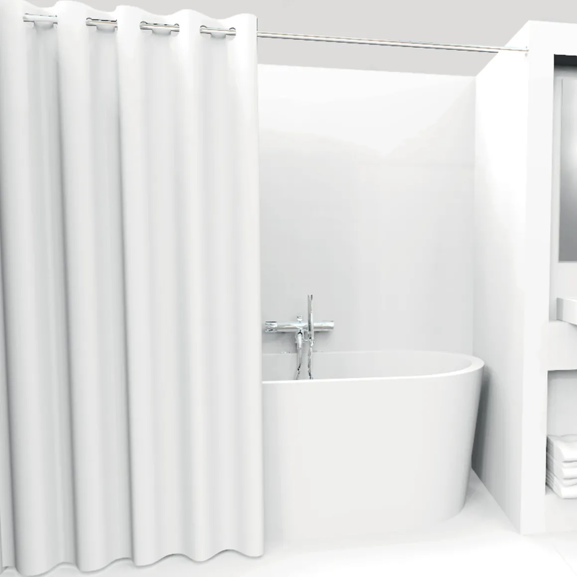 Rideau de douche 180x200cm, Blanc