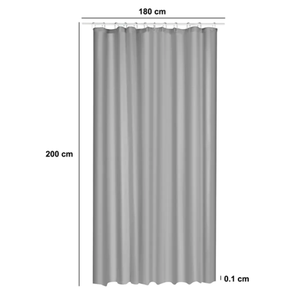 Rideau de douche 180x200cm, Gris