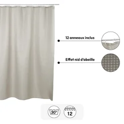 Rideau de douche 180x200cm, Taupe