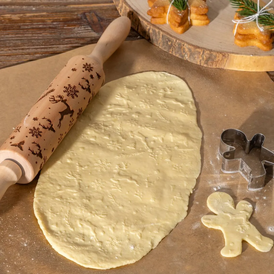 Rouleau à patisserie, L.35,5 cm, Beige