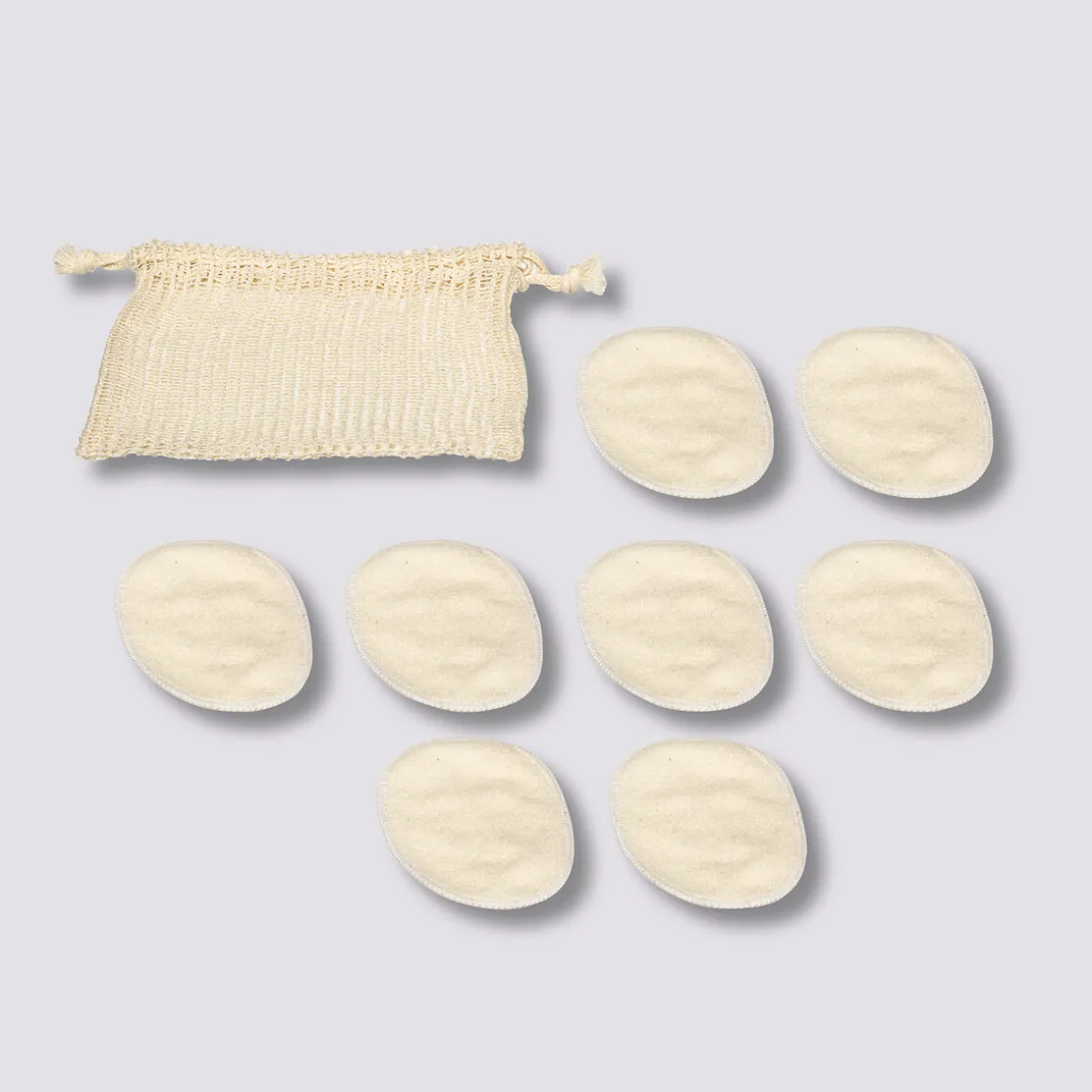 Sac avec 8 cotons démaquillants lavables