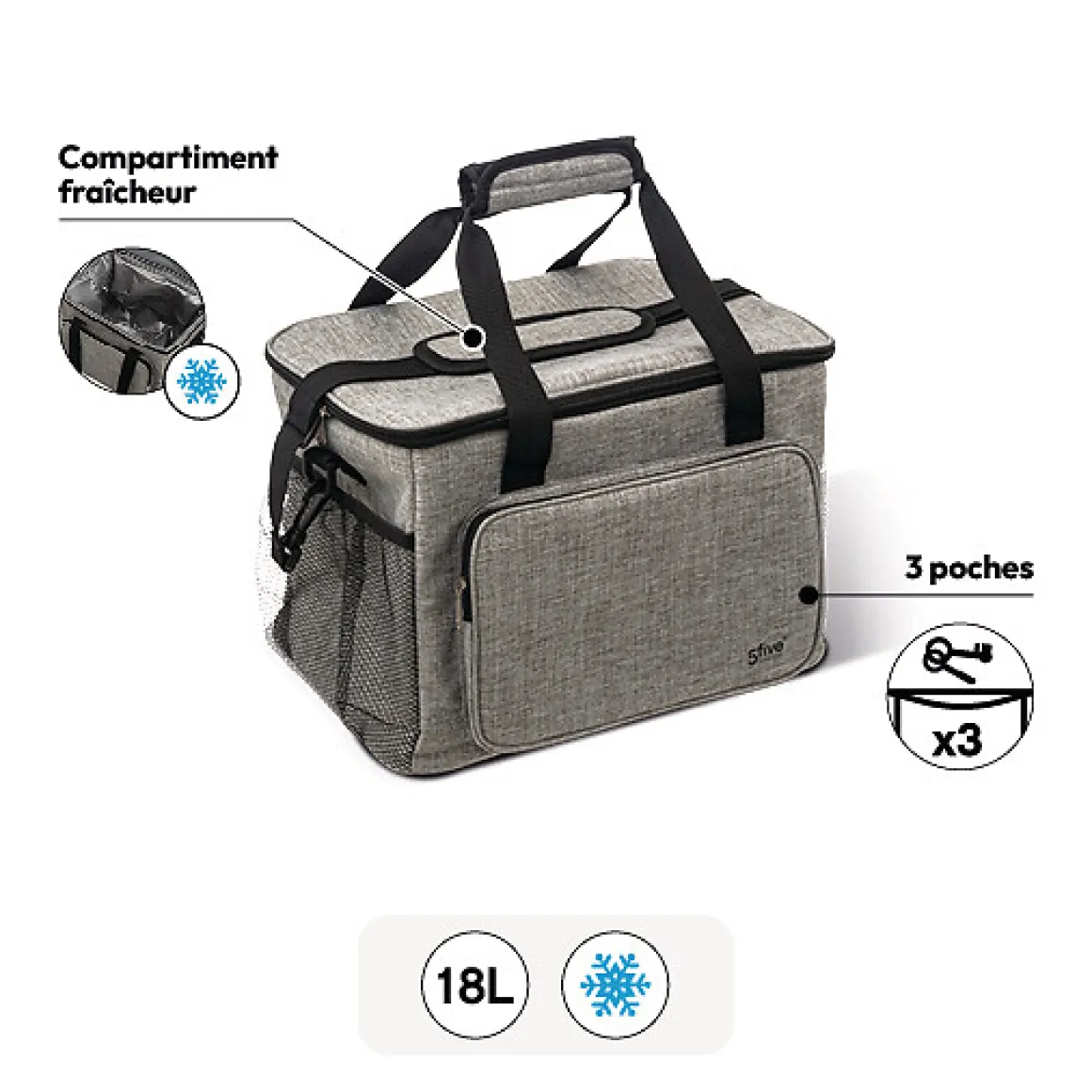 Sac isotherme 20L, Gris