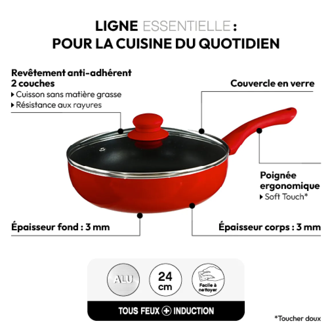 Sauteuse Aluminium, 24 cm