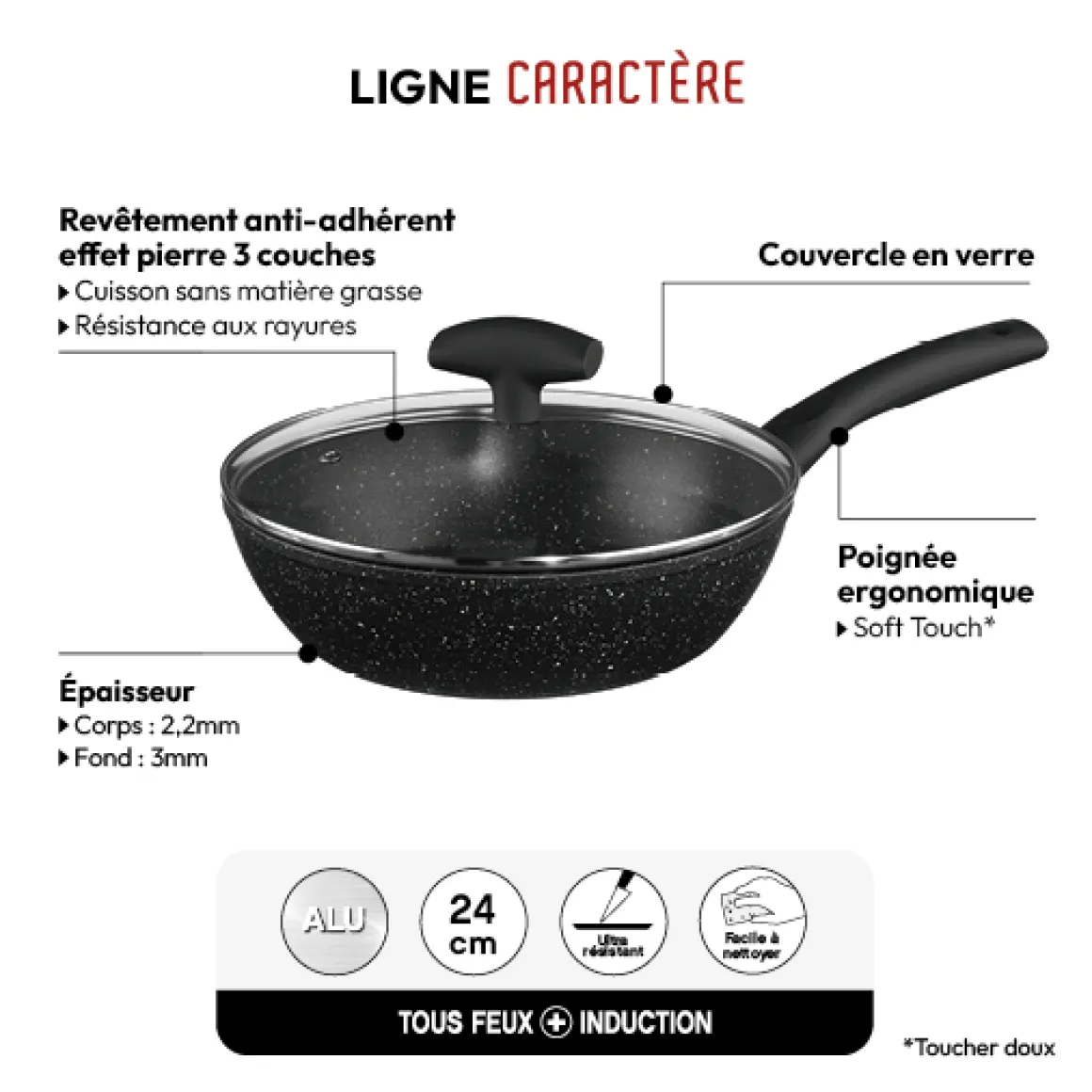 Sauteuse Aluminium forgé, 24 cm