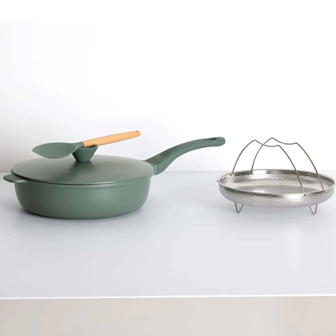 Sauteuse fonte d'aluminium vert, 28cm
