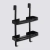Serviteur de douche 2 niveaux stick adhésif, Noir
