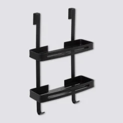 Serviteur de douche 2 niveaux stick adhésif, Noir