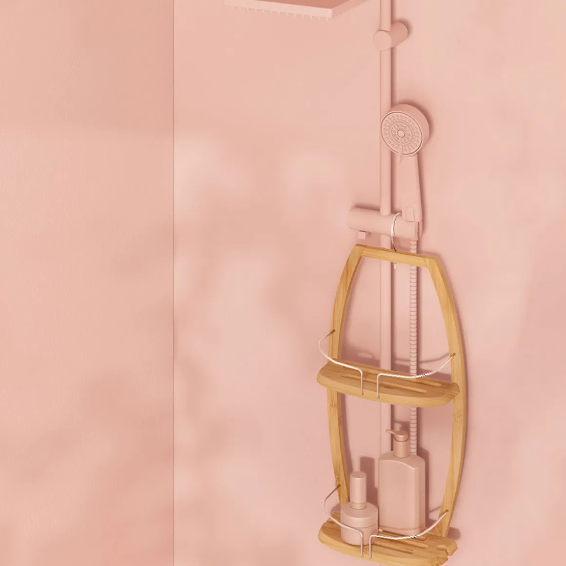 Serviteur de douche 2 niveaux, Métal bambou