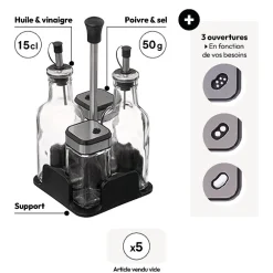 Set bouteille huille/vinaigre x4
