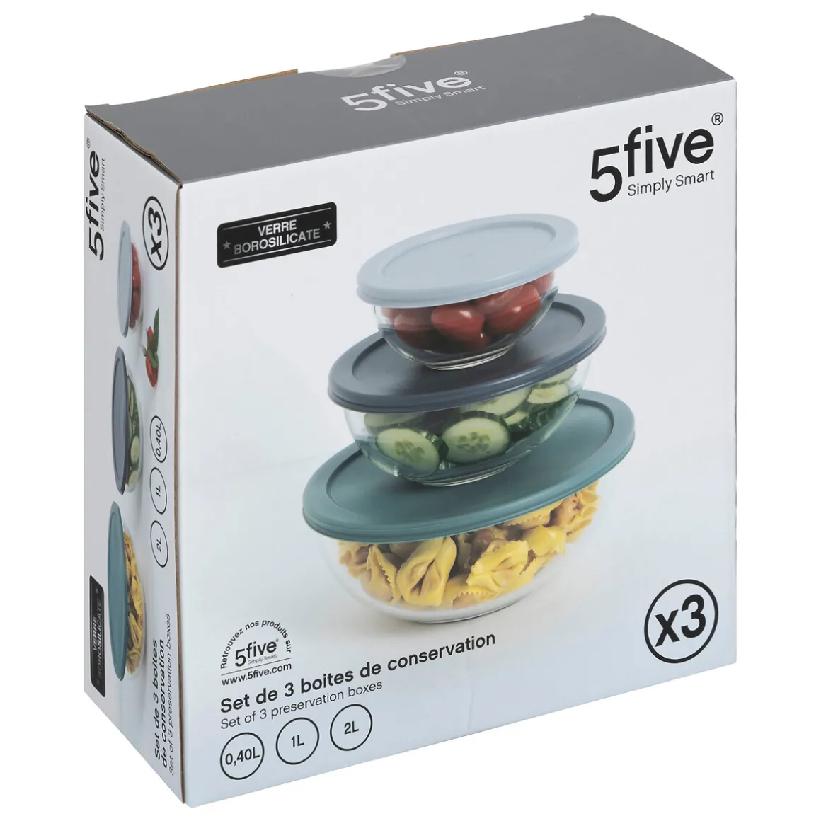 Set de 3 boîtes de conservation en verre