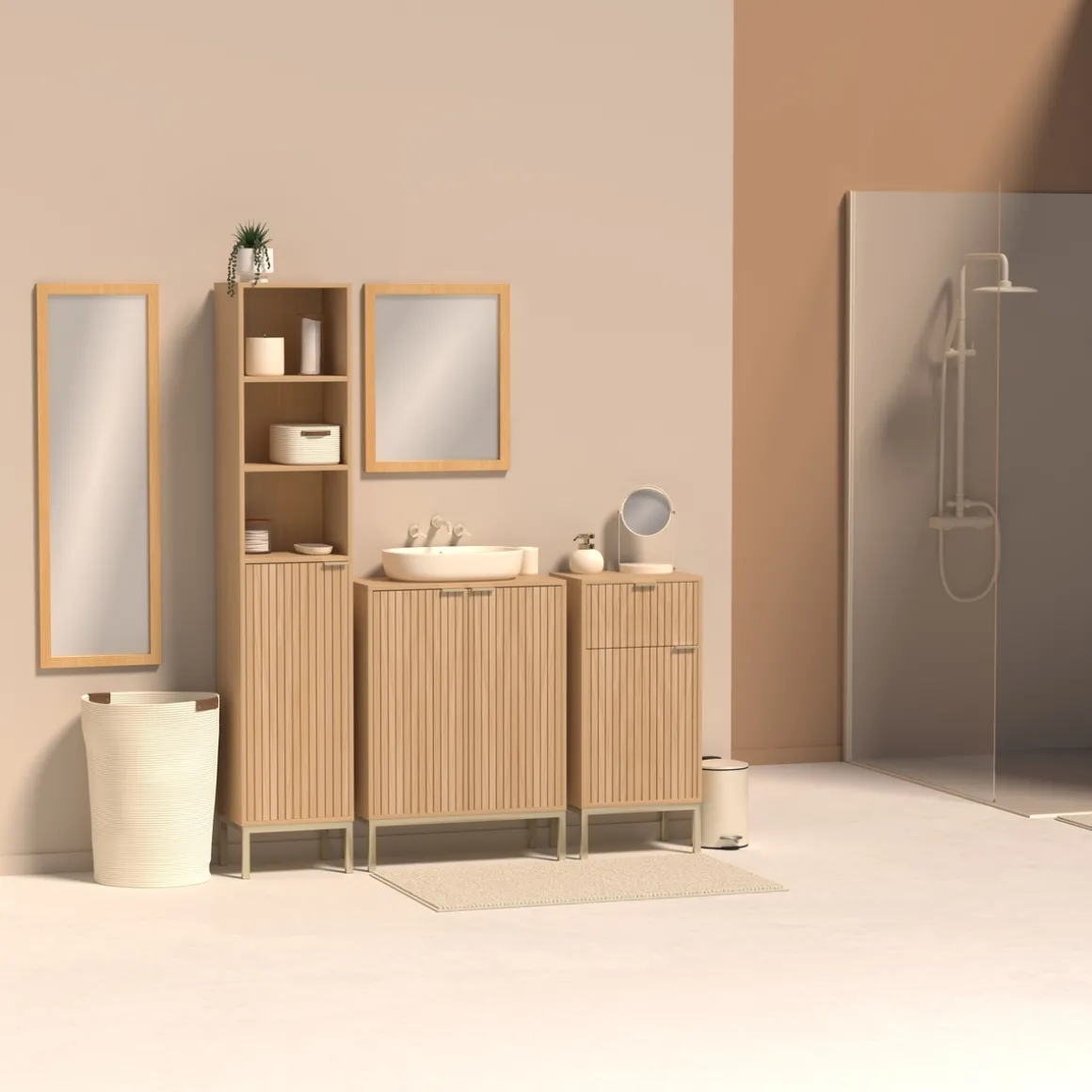 Set de 3 paniers, Ivoire