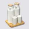 Set huile/vinaigre/poivre céramique, Blanc