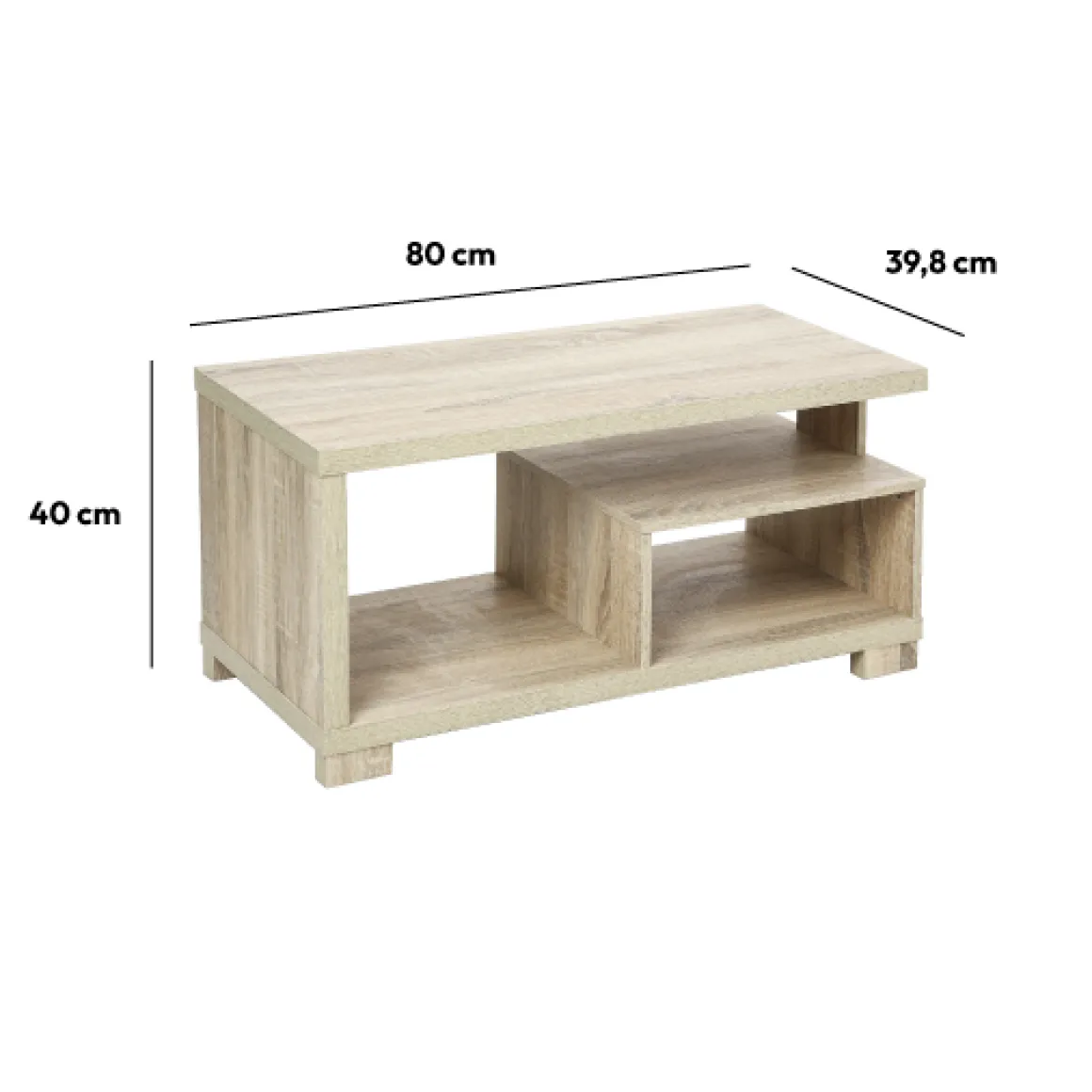 Table basse 2 niveaux, Effet bois naturel