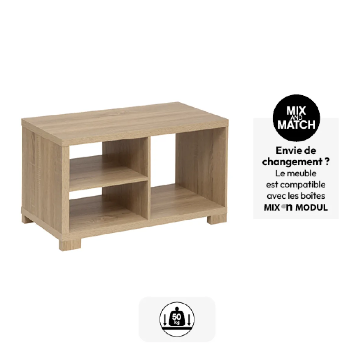 Table basse 2 niveaux, Effet bois naturel