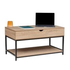 Table basse plateau relevable, Effet chêne naturel